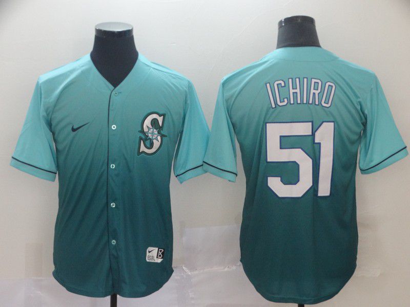 Men Seattle Mariners 51 Ichiro Green Nike Fade MLB Jersey